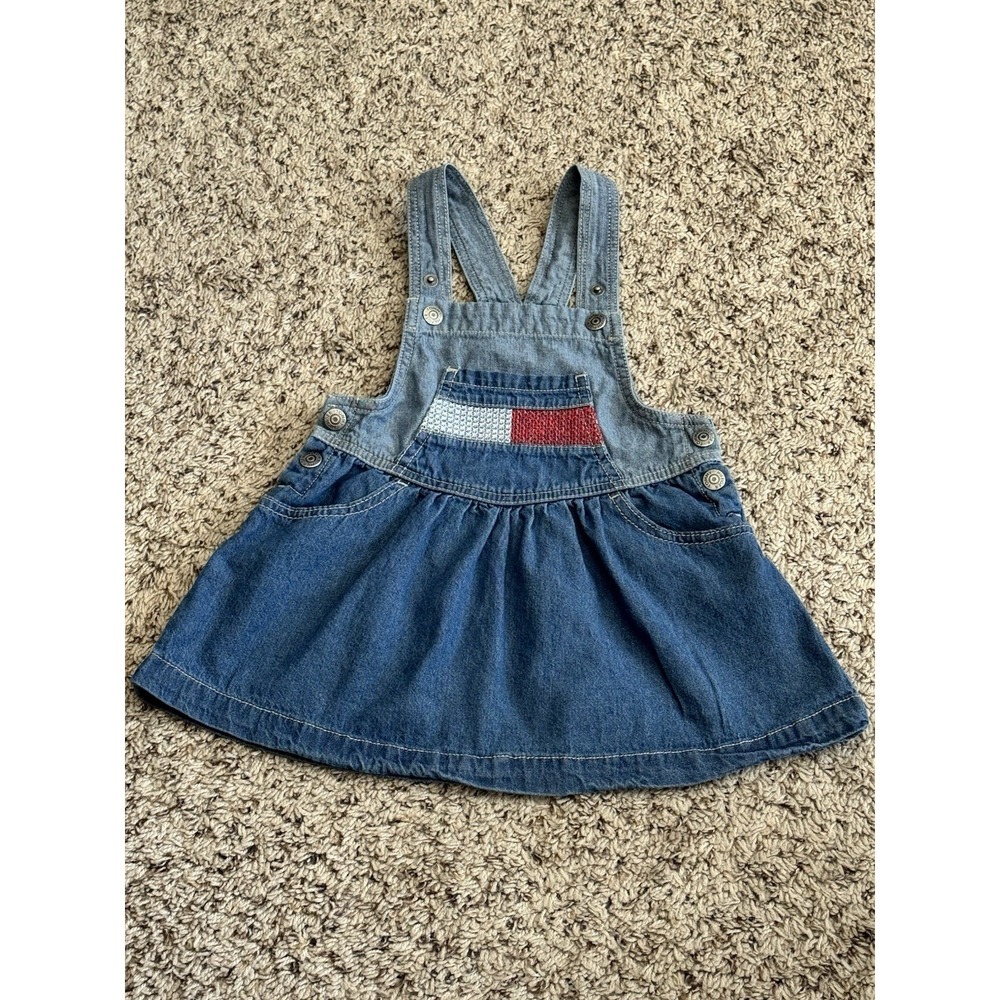 Vintage Y2K Tommy Hilfiger Denim Overalls‎ Dress Jumper 24 Months